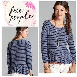 We the Free Striped Peplum Top